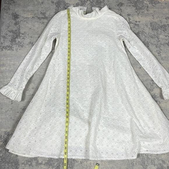 Merlette Cream White Eyelet Long Sleeve Shift Babydoll Mini Dress Sz S - Picture 8 of 15